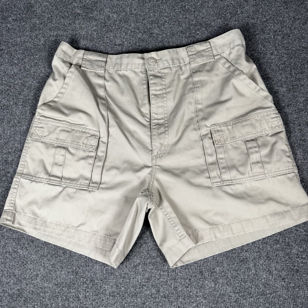 Vintage Weekender Shorts Mens 38 Tan Beige Cotton 90s Dad Shorts Cargo Y2K Khaki